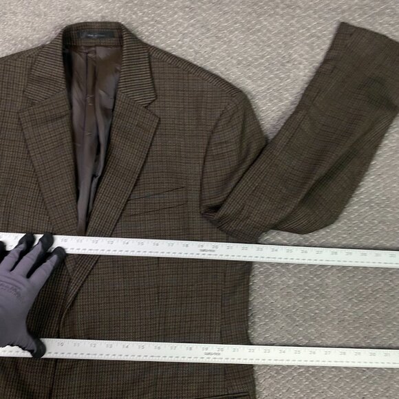 Lauren Ralph Lauren Houndstooth Blazer Sport Coat Mens 44L Brown Green Blue Wool - Picture 8 of 14